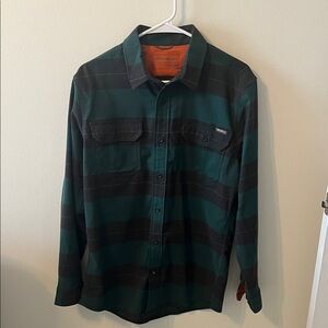 Men's Eddie Bauer Green and Black Striped Shirt